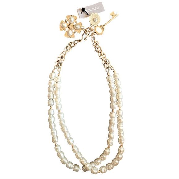 CHICO’S Cold Pearl Choker Necklace - Picture 1 of 4